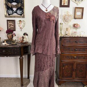 y2k fairy grunge boho whimsical floral patchwork lace two piece set